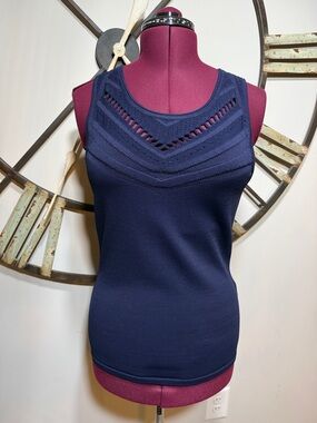 7th Avenue Navy Sleeveless Knit Tank Top - Classic Women's Top
